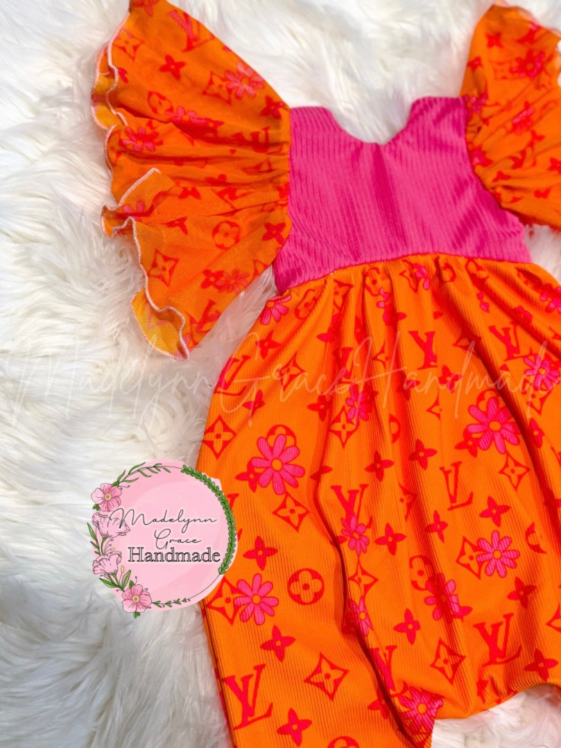 18/24m Pink/Orange Boujee Maddie Romper