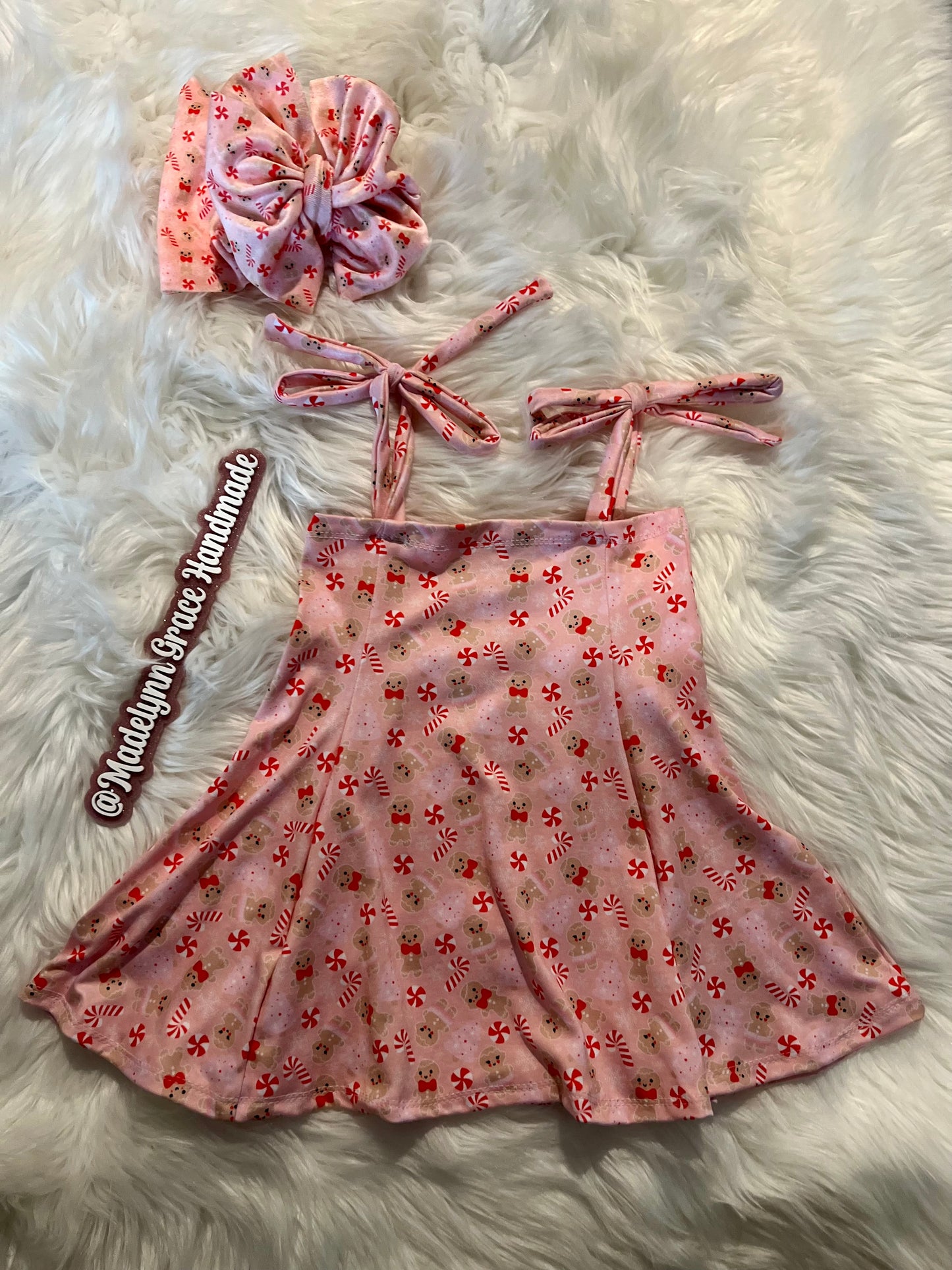 Gingerbread Peppermints Dress + Headwrap 4T