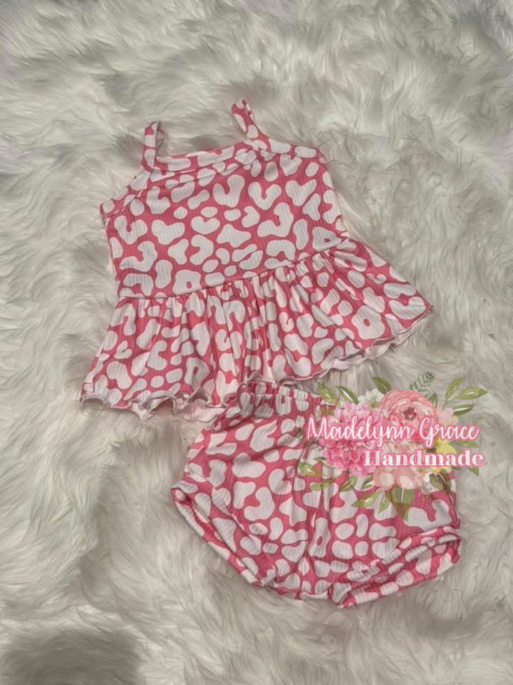 Pink Leopard Shortie Set 18/24 M