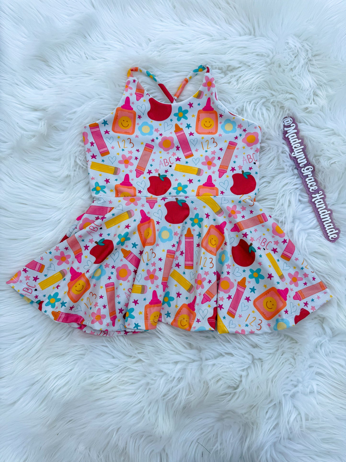 6/7Y School Time Cross back Peplum