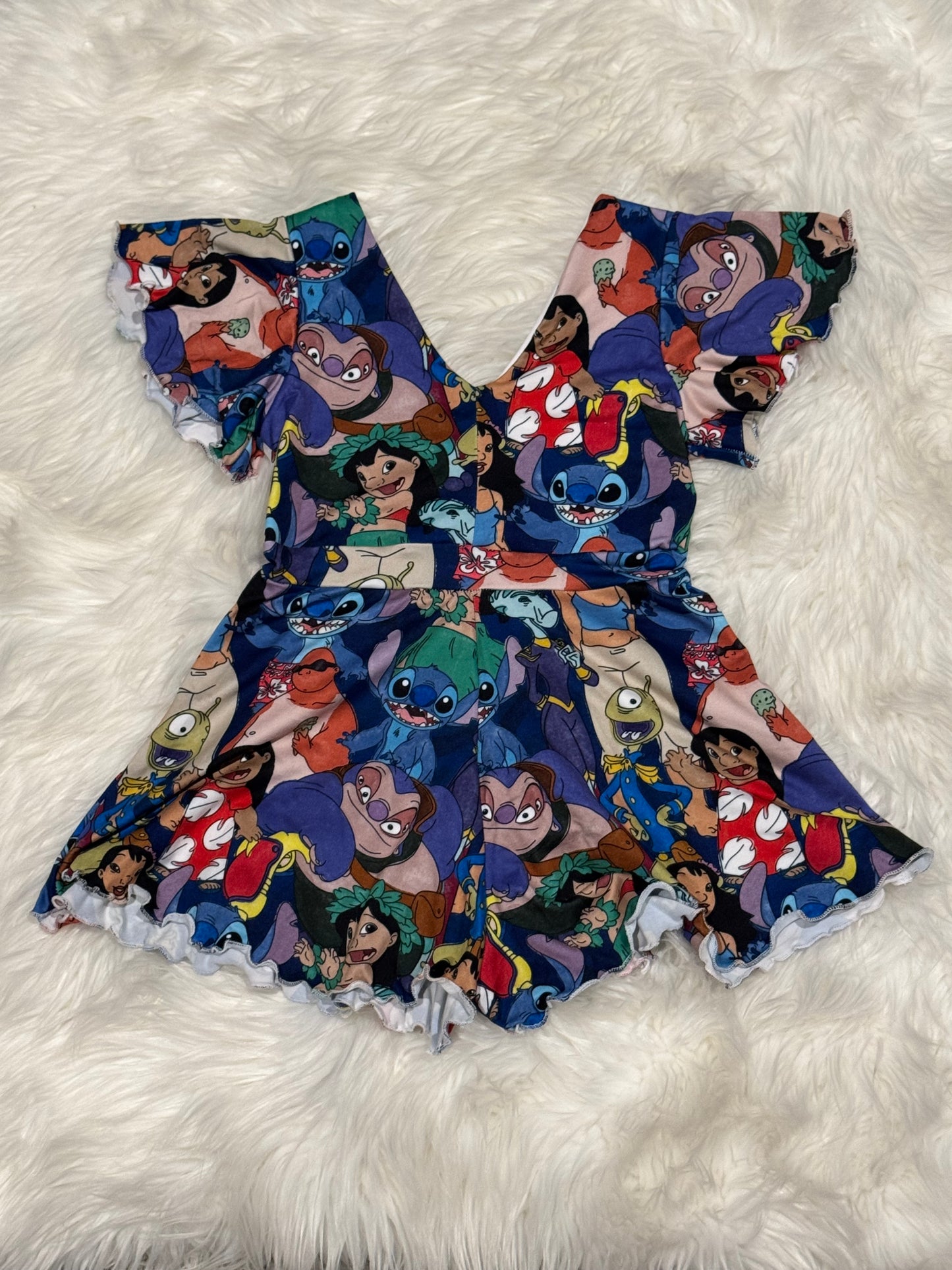 6/7Y Stitch Flutter Sleeve Romper