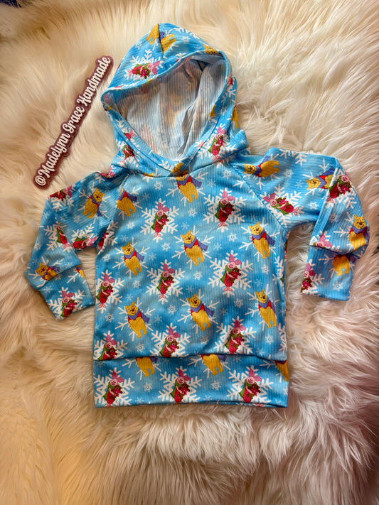 Christmas Pooh Raglan Hoodie 2T