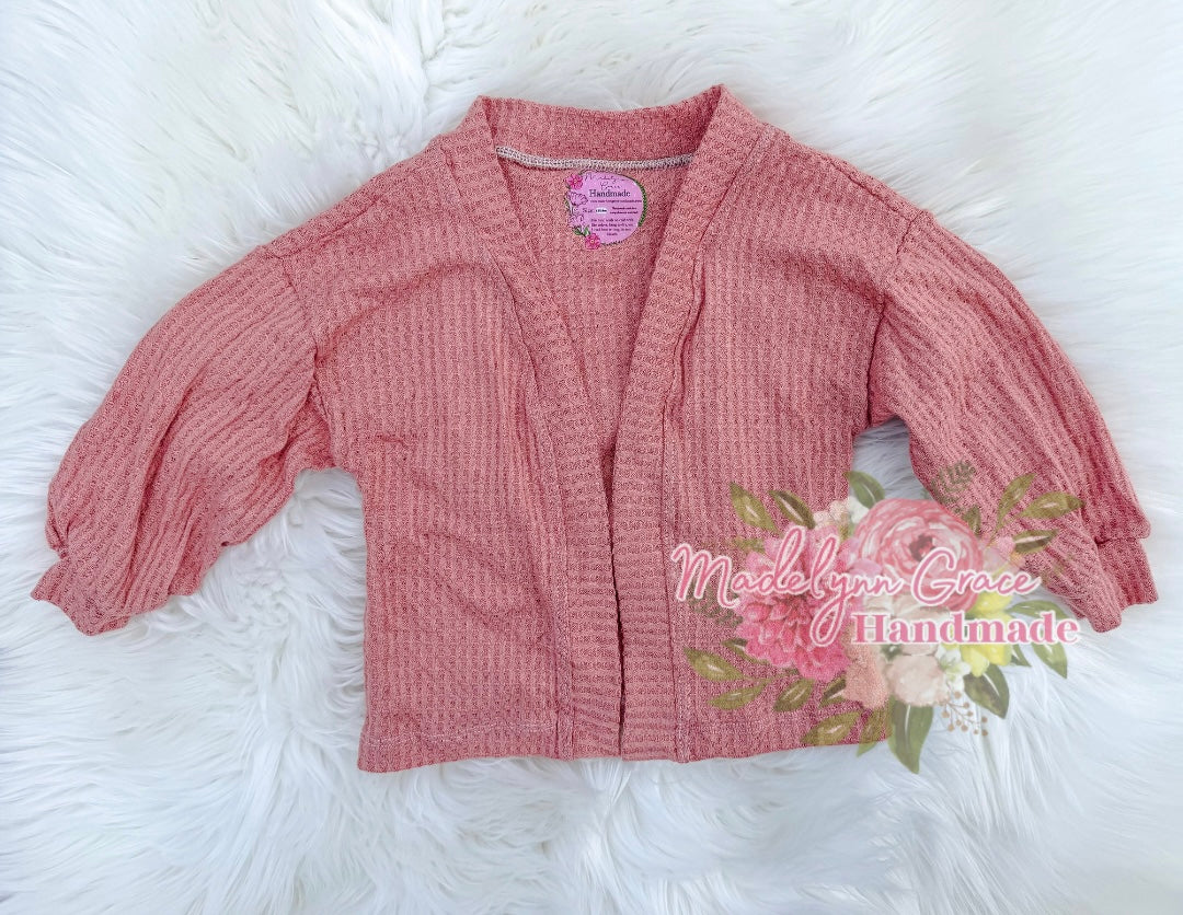 Mauve Waffle Cardigan 12/18m