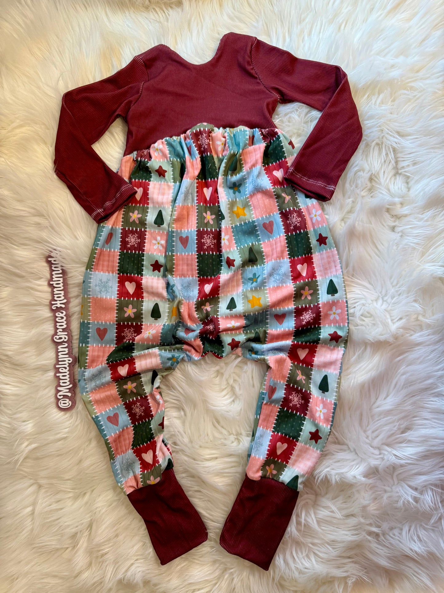 Holiday Patchwork Maddie Romper 3T