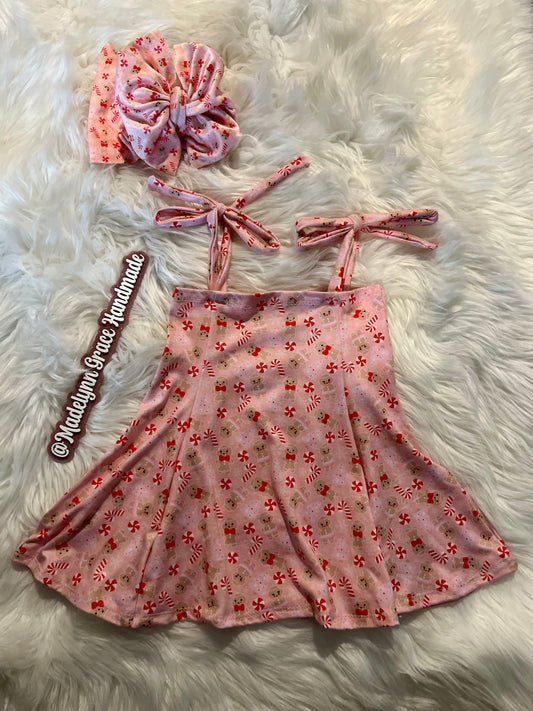 Gingerbread Peppermints Dress + Headwrap 4T