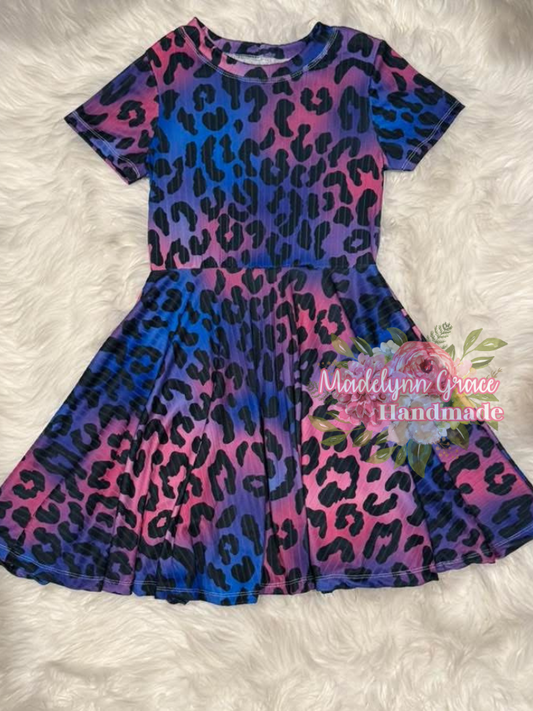 Deep Tie Dye Leopard Dress 6/7