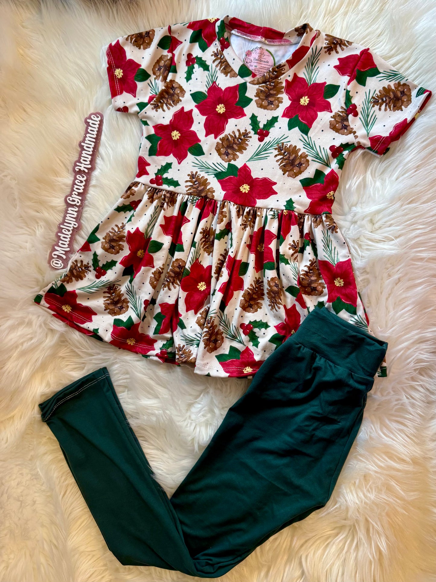 Poinsettia Peplum Leggings Set 6/7