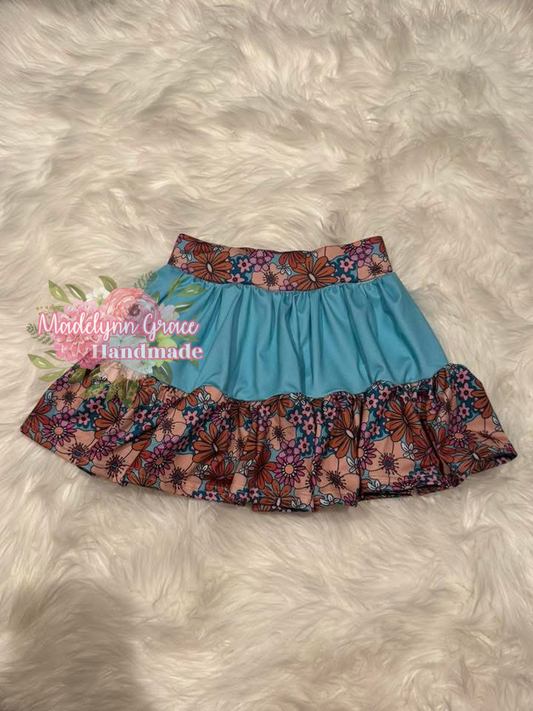 Colorblock Floral Tiered Skirt 5T