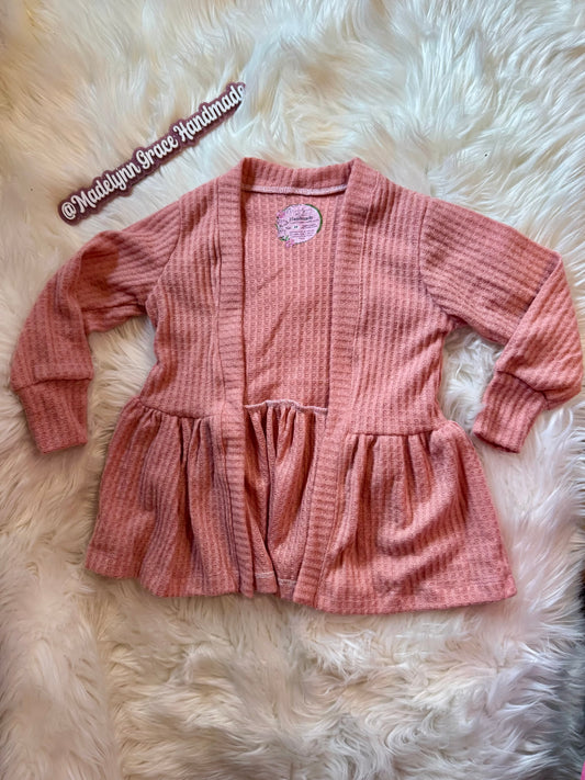 Pink Waffle Cardigan 3T, 5T & 6/7