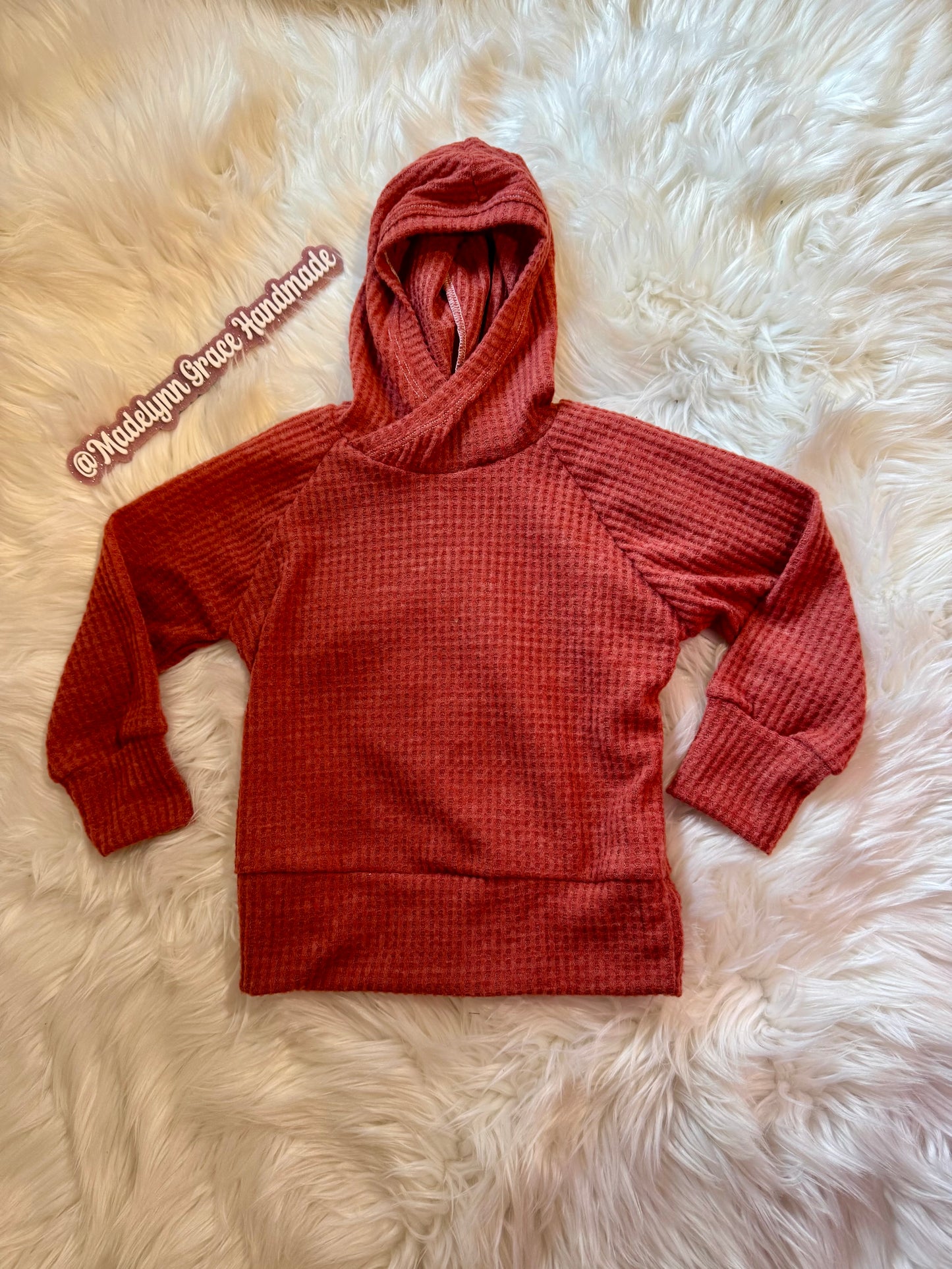 Burnt Orange Waffle Raglan Hoodie 2T & 6/7