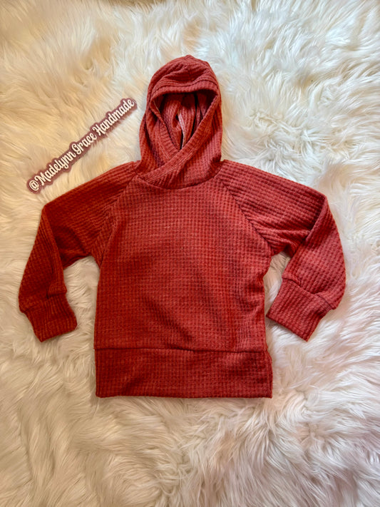 Burnt Orange Waffle Raglan Hoodie 2T & 6/7