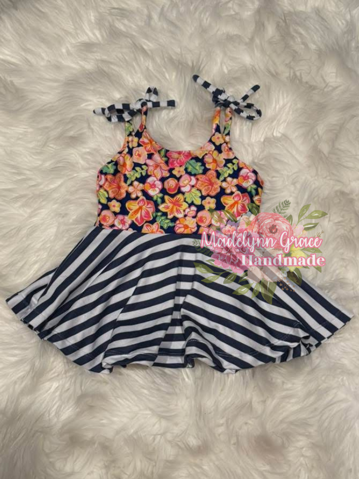 Floral Striped Tie Tank 12/18 M