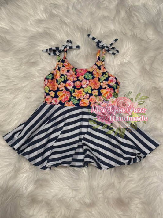 Floral Striped Tie Tank 12/18 M
