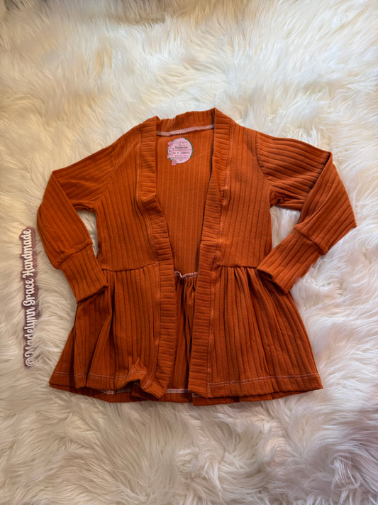 Burnt Orange Ruffle Cardigan 3T, 5T & 6/7
