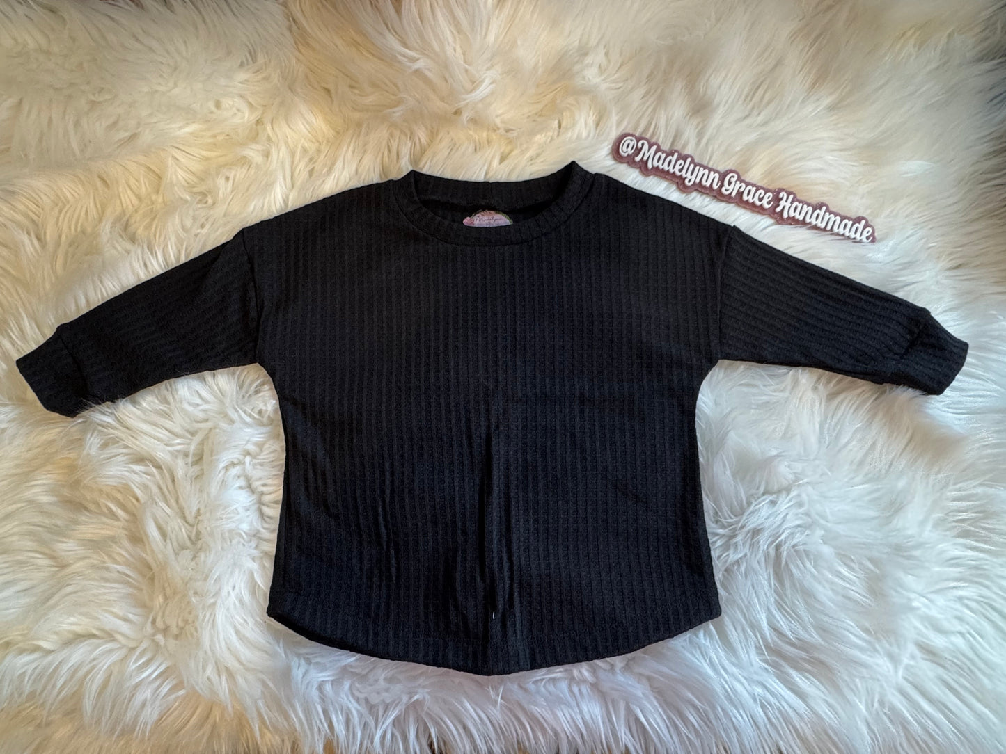 Soft Black Waffle Dolman 18/24M, 2T & 7/8