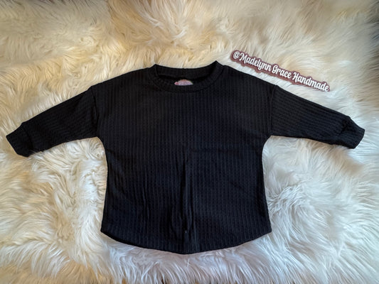 Soft Black Waffle Dolman 18/24M, 2T & 7/8