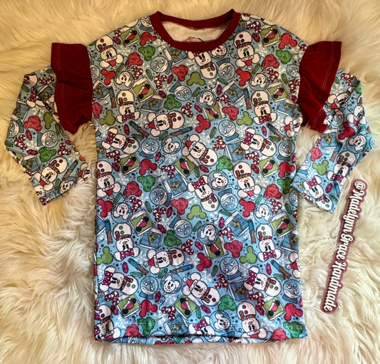 Snowglobe Mouse Ruffle Tunic 7/8