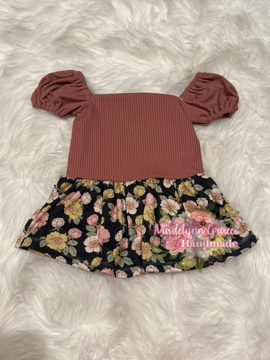 Boho Floral Puff Top 4T