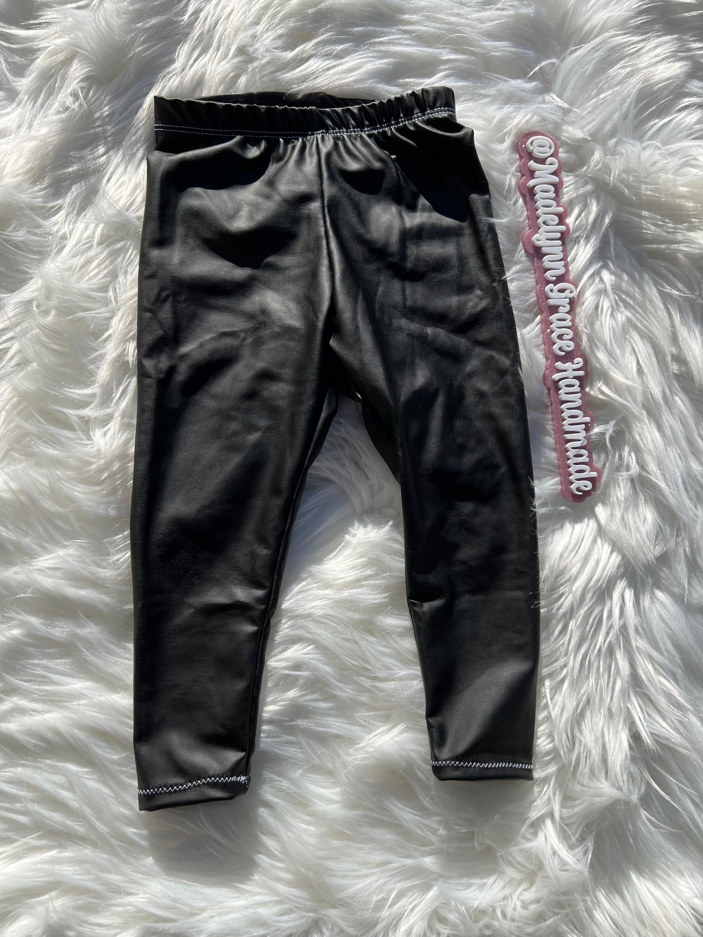 RTS- Black Pleather Leggings