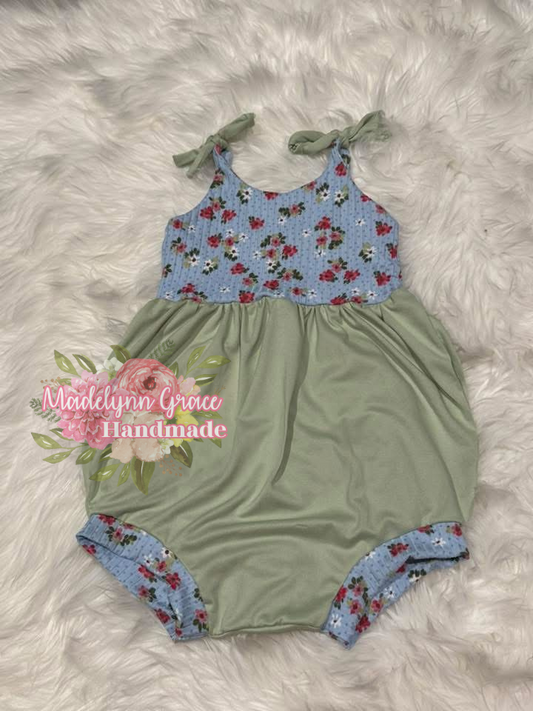 Ditsy Floral Sage Romper 2T