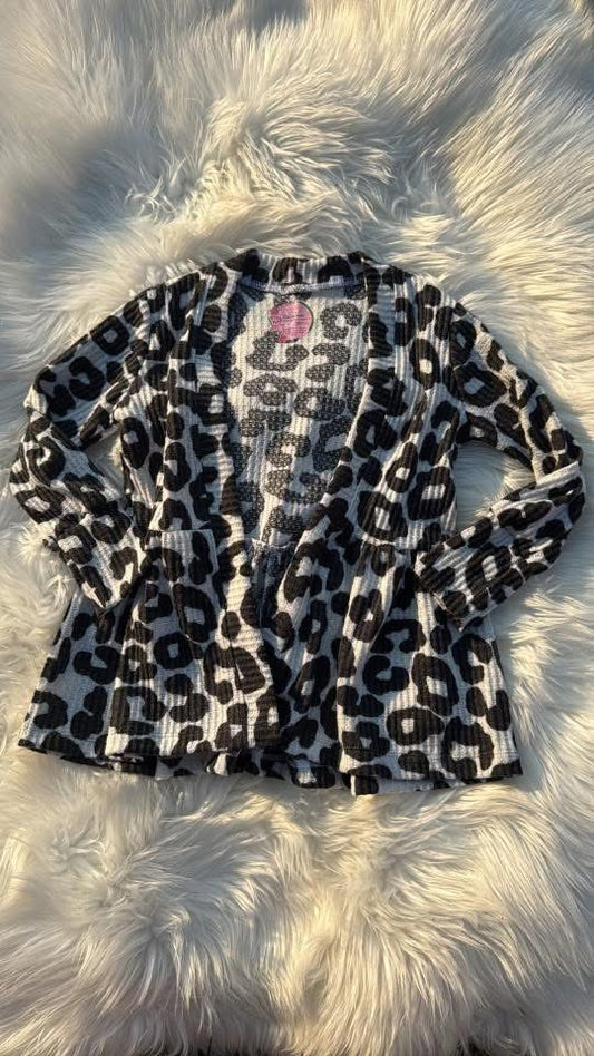 Snow Leopard Ruffled Cardigan 4T