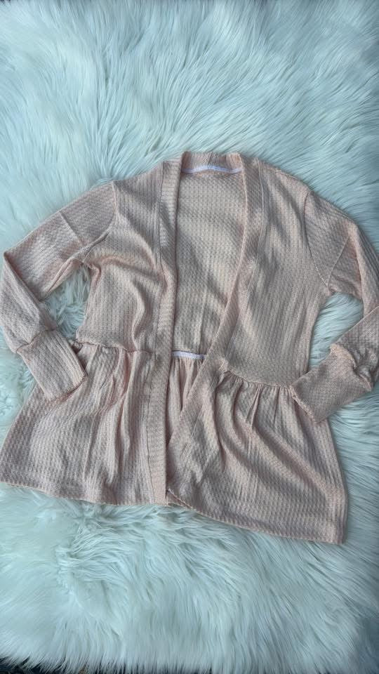 Pale Pink Ruffled Cardigan 7/8