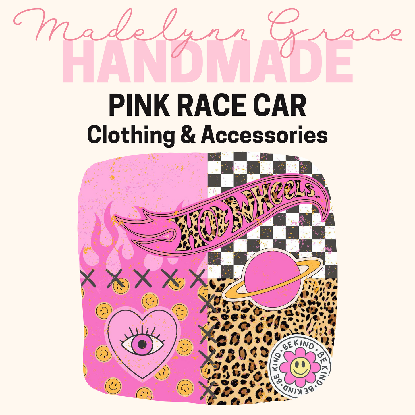 Pink Race Car- Kids Clothing