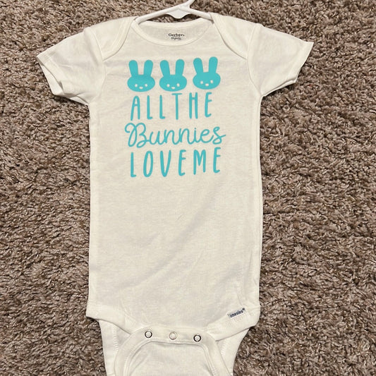 RTS- 18m All the Bunnies Love Me vinyl Onesie